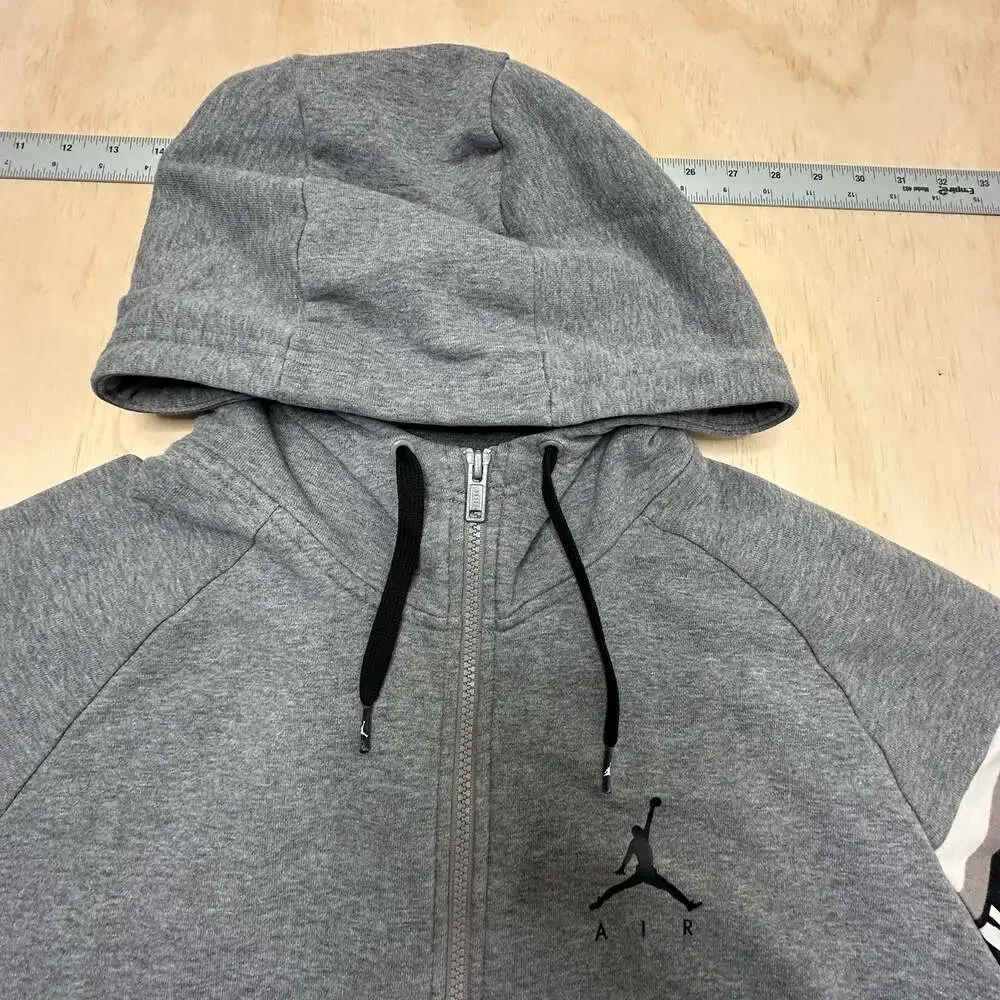 Jordan Jumpman Air Full-Zip Gray Hoodie with Sleeve Branding